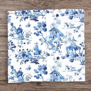 BRUNSCHWIG & FILS Luang Porcelain Chinoserie Fabric Blue Toile Summer Palace